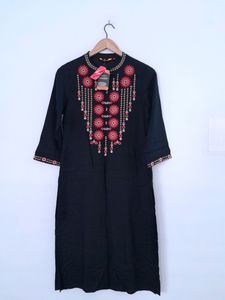 Black Embroidered Kurta (Women's)