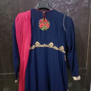 Party Wear Pink And Blue Gown