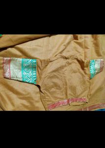 Vibrant Orange Saree with Green Border