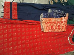 Red nd blue plaazo Ethnic Kurta with Golden