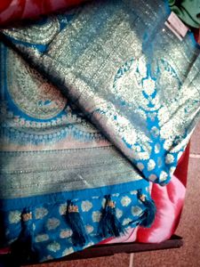 Elegant Turquoise Banarasi Saree