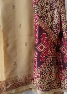 dark cream saree with beautiful India bordering