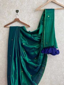 Royal Blue Tissue Silk Saree with Elegant Tassels