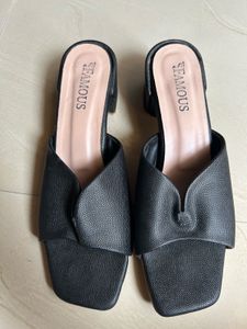 Black Block Heel Mules