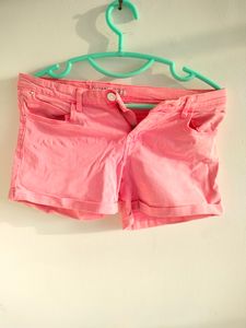Neon Pink Denim Shorts
