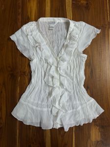 Y2K Ruffled V-Neck Top
