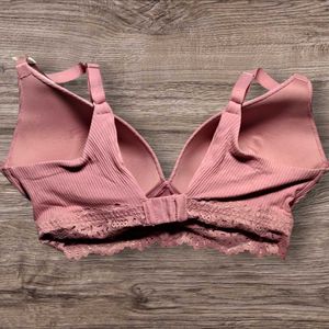 Next Pink Ribbed Lace Padded Bra