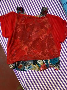 Brand new Red off shoulder top with printe