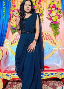 Elegant Black Saree Style Gown