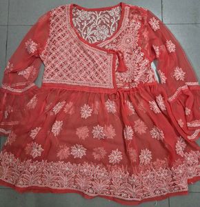 Chikankari Embroidered Tunic Top