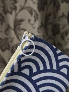 Blue and White Geometric Pouch
