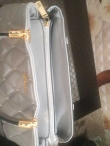 Stylish Grey Quilted Handbag with Free gift