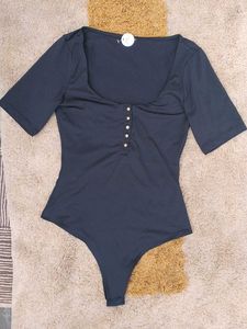 Chic Button Detail Bodysuit Top