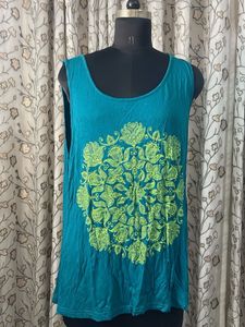 Teal Tank Top with Mandala Print