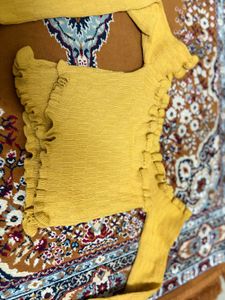 Yellow Smocked off shoulder Top