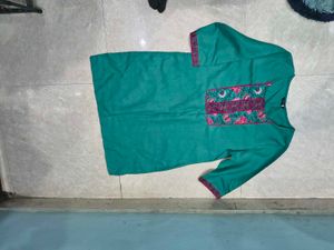 Teal Embroidered Kurta