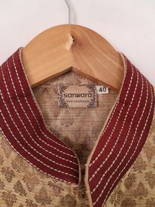 Gold Yellow Brocade Design Kurta (Men's)