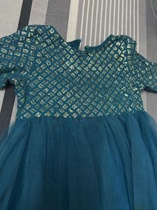 Teal Sequin Gown party wear for kids