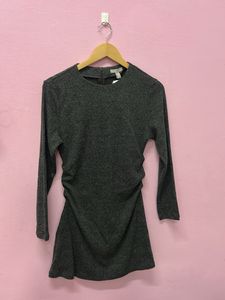 Chic Grey Ruched Dress