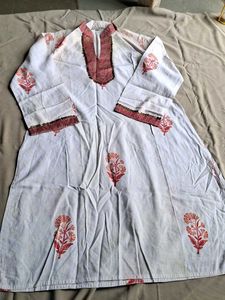 Jaipuri White Printed Kurta