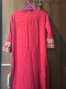 Vibrant Red Embroidered Kurta