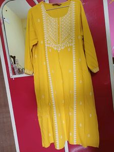 Yellow Embroidered Kurta