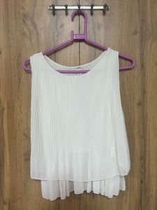 Pleated White Tank Top