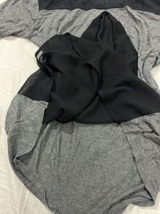Chic Grey &amp; Black Tunic with Lace Detail