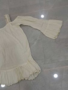 Boho Off-Shoulder Cream Tunic Top