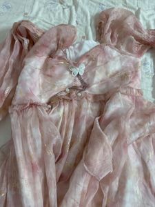 Pink Floral Ruffle Maxi Dress