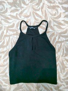 Black Ribbed Crop Top