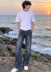 Men's Dark Wash Wide Leg Jeans