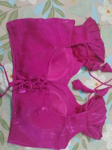 Vibrant Pink Ruffled Sleeve Blouse