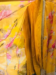 Elegant Yellow Floral full length dress