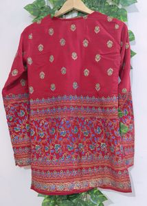 Red Embroidered Kurta