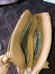 Tan Faux Leather Shoulder Bag