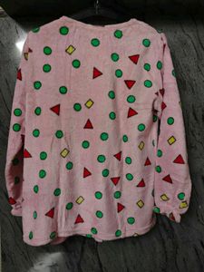 Cute Pink Cartoon Print Pajama Top
