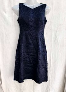 3829. Navy Blue Textured Sleeveless Dress