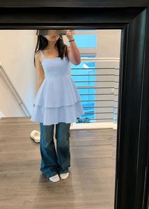 Light Blue Tiered Mini Dress
