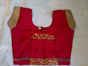 Vibrant Red Elephant Embroidered choli