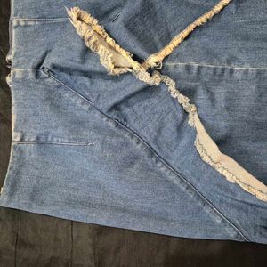 Unique Denim Skirt with Raw Hem y2k