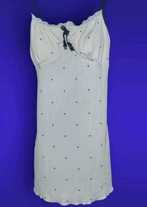 stretchable  White night dress Satin Camisole & Fl