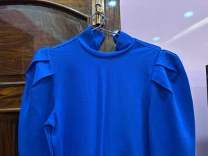 Electric Blue Puff Sleeve Dress