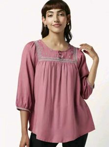 Embroidered Pink Tunic Top
