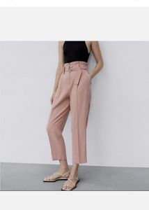 Zara Dusty Pink Ankle length Belted Trousers