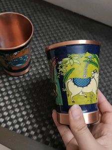 Decorative Copper Bottle and Glass Set