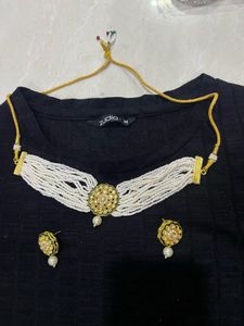 Elegant Pearl &amp; Kundan Necklace choker Set