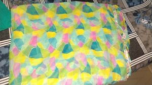 Vibrant Geometric Print Saree