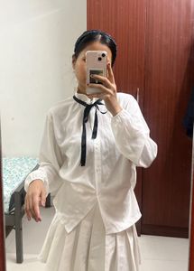 White Bow Tie Blouse