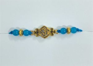 Blue Beaded Om Rakhi.